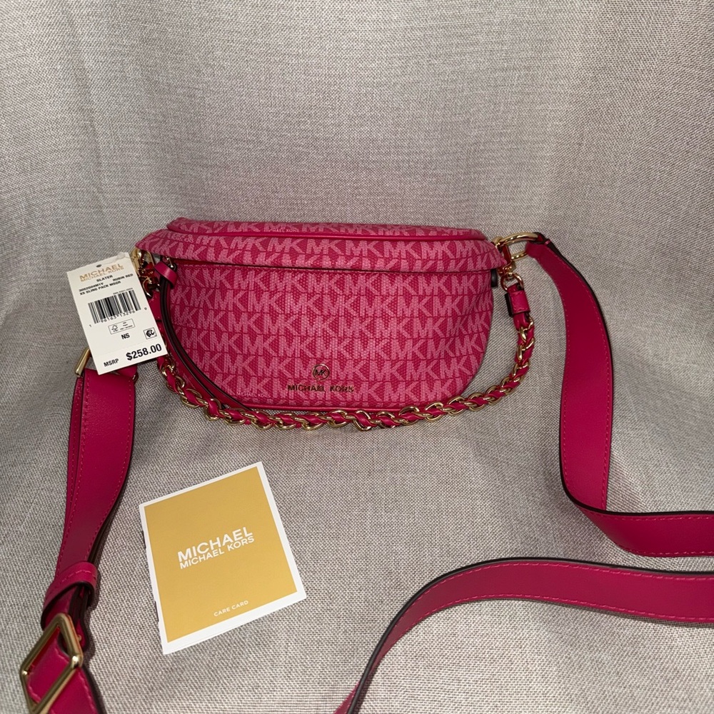 Michael Kors Pink Crossbody Bag with Gold Hardware